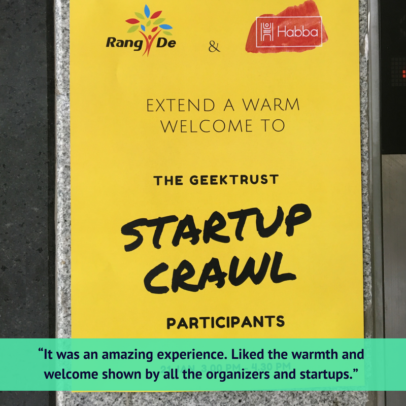 The Startup Crawl participants got a warm welcome from Rang De