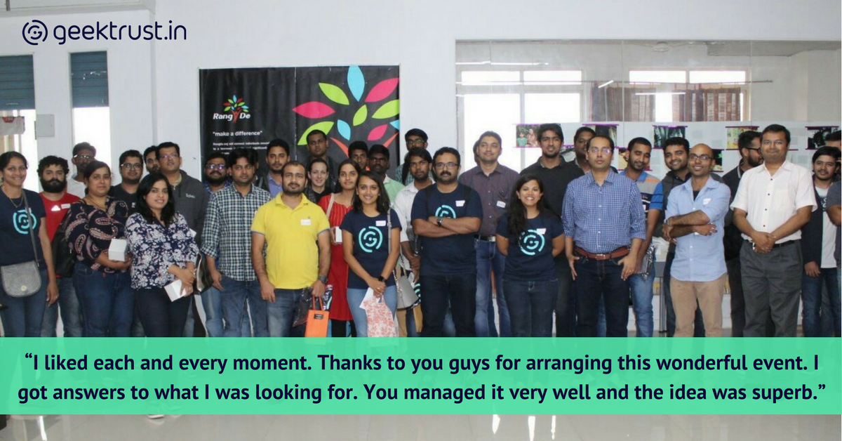 The Startup Crawl participants and the Geektrust team with folks at Rang De
